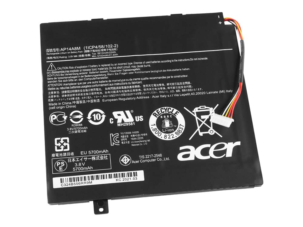 22Whr 5910mAh 3-Solut Acer Aspire Switch 10 SW5-011 Akku