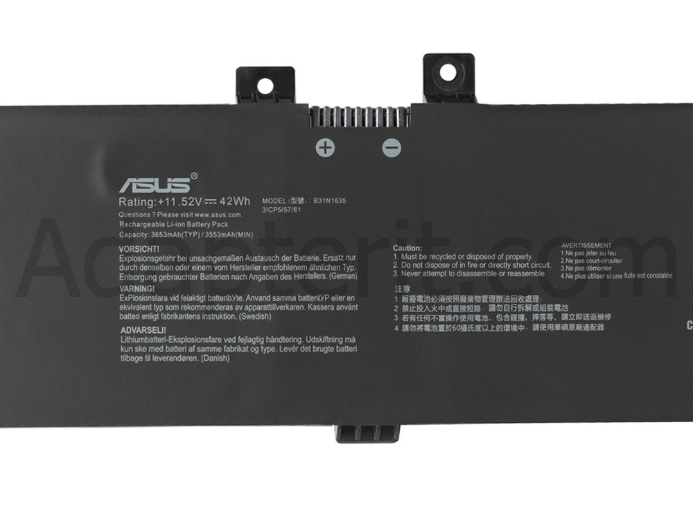 3 Solut Akku Asus VivoBook 17 X705MA-BX021T X705MA-GC002T