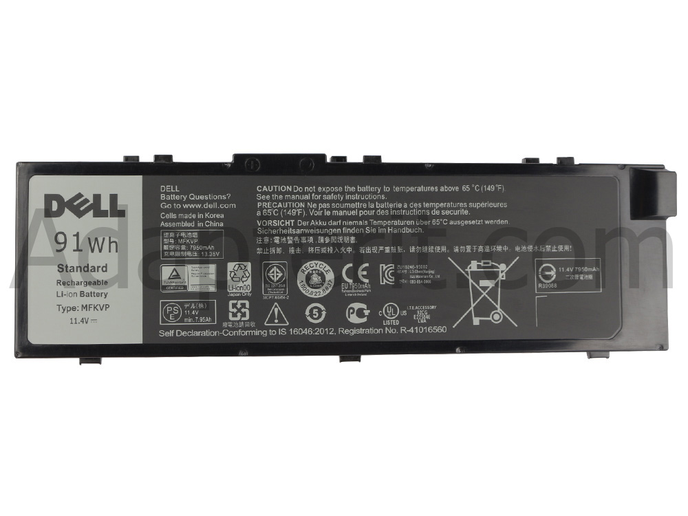 6 Solut 91Wh Dell Precision 7520 P53F P53F002 Akku