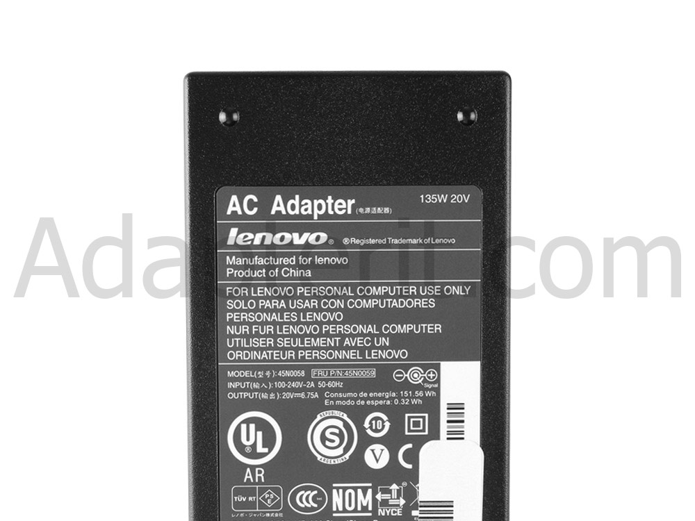 Alkuperäinen 135W Adapteri Laturi Lenovo Thinkpad W510 4391-N9U + Vapaa johto